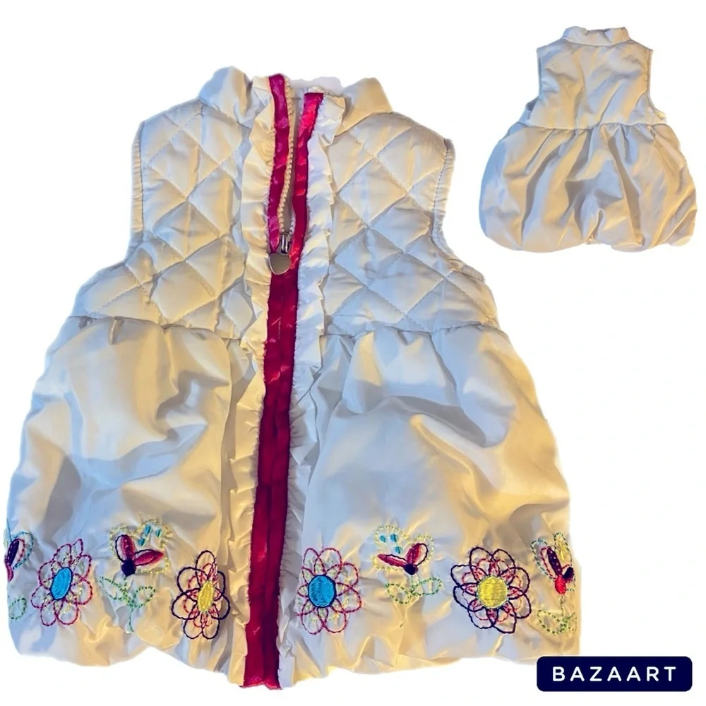 Kids Headquarters Vest, Puffer Vest, Sz 3T, Like new, Floral, Embroidery​​,Girly